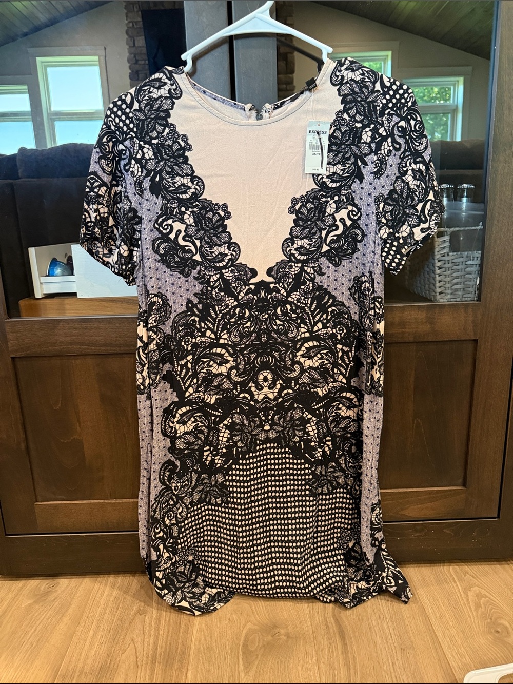 Express Dress with Black Lace Print
